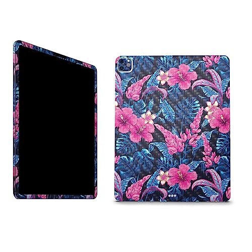 Image of MightySkins Carbon Fiber Skin Compatible with Apple iPad Pro 12.9 inch M2 6th Gen (2022) Full Wrap Kit - Contrast Hibiscus | Protective, Durable Textured Carbon Fiber Finish | Made in The USA