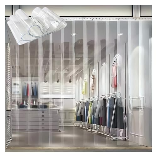 SYFXZZDS PVC Lamellenvorhang StreifenvorhangLamellenvorhang Stall Winddicht Transparenter Streifenvorhang Aus Kunststoff für Begehbare Gefrierschränke Kühlschränke Lagerhaus Garage(120x200cm/47.24x78
