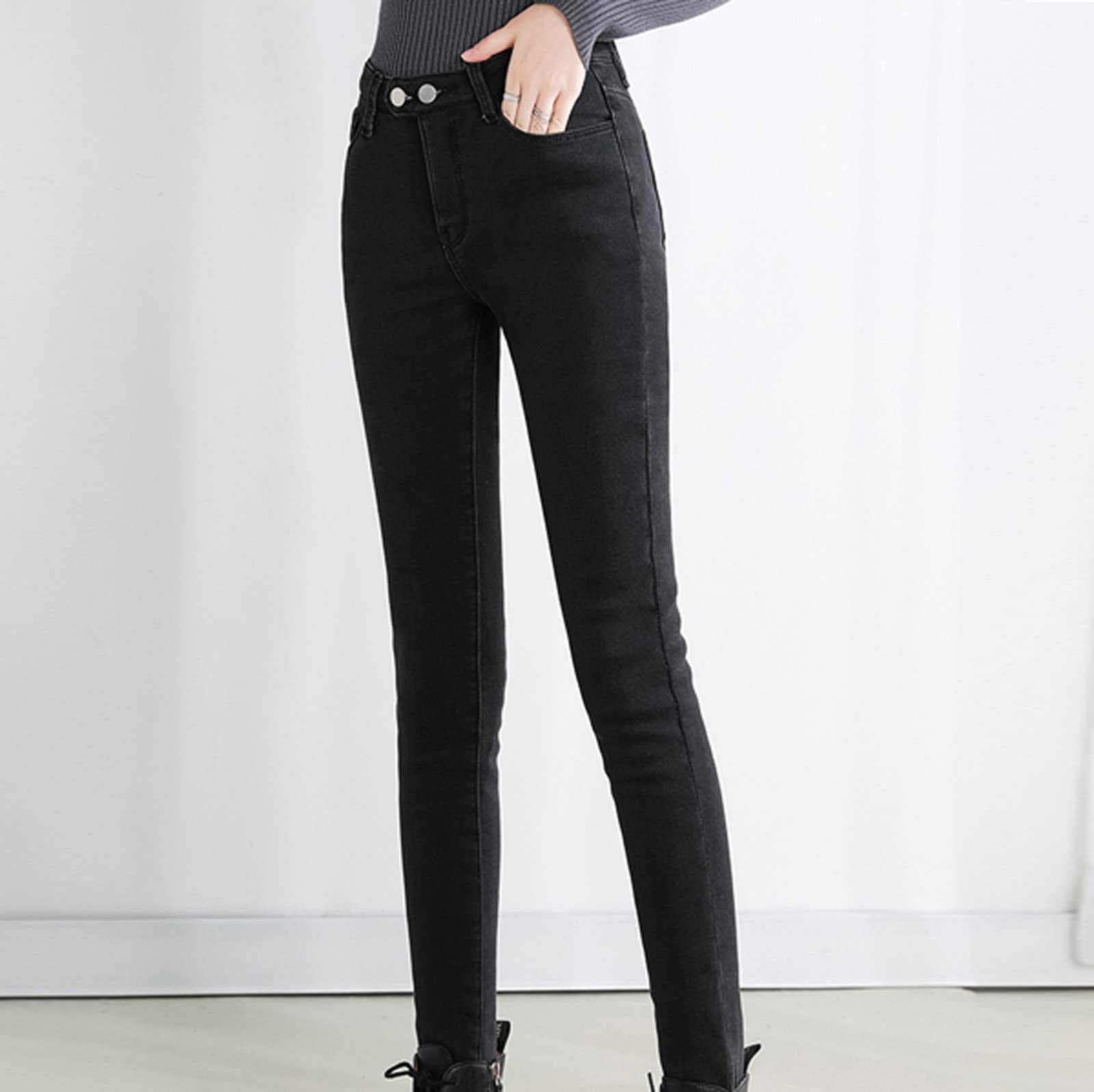 Doublure Épais en Laine de Leggings,Pantalon de Course Femmes Longue Taille Pantalon de Jogging Peluche Sweatpants Pants Pantalons de Loisirs Collants de Yoga Sport Leggings mit Fleece