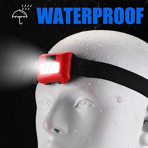 Kittmip 48 Pack LED Headlamp Flashlight Bright Waterproof Head Lamp Torch Cob Flood Head Light Bulk 800 lumens with 3 Modes 144 AAA Batteries for Adult Kids Running Camping Night Survival, 4 Colors