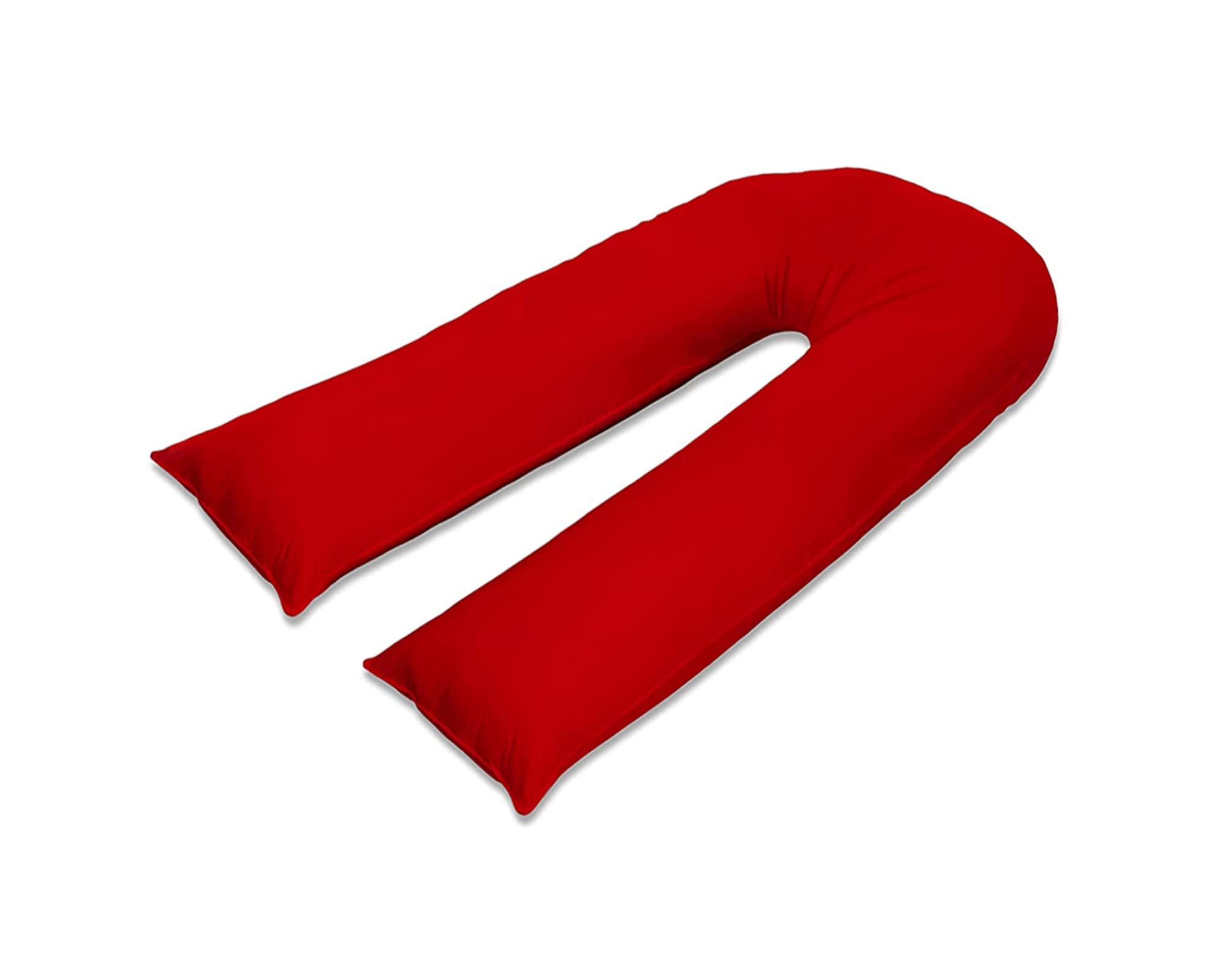 100% Pure Cotton Case 12ft Long Luxurious U-Shaped Pregnant Body Pillows Filled With Hollowfiber – Comfortable Sleeping Maternity Pillows For Back And Belly Support (Red)