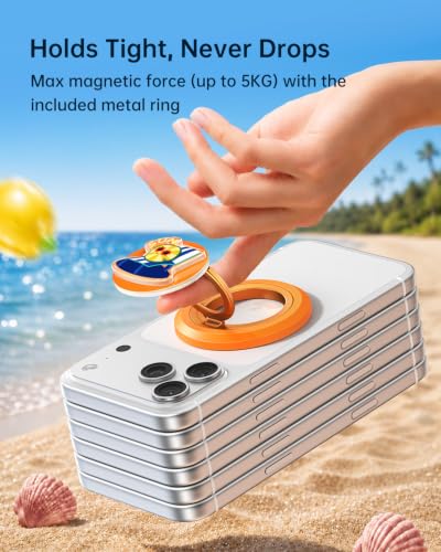 Image of SYNCWIRE Magnetic Phone Ring Holder, for MagSafe Phone Grip Stand Kickstand | 360 Rotation, Double-Sided Magnet, Cell Phone Grip Finger Holder, for iPhone 17 16 15 14 13 12 Pro Max, MagSafe Accessories