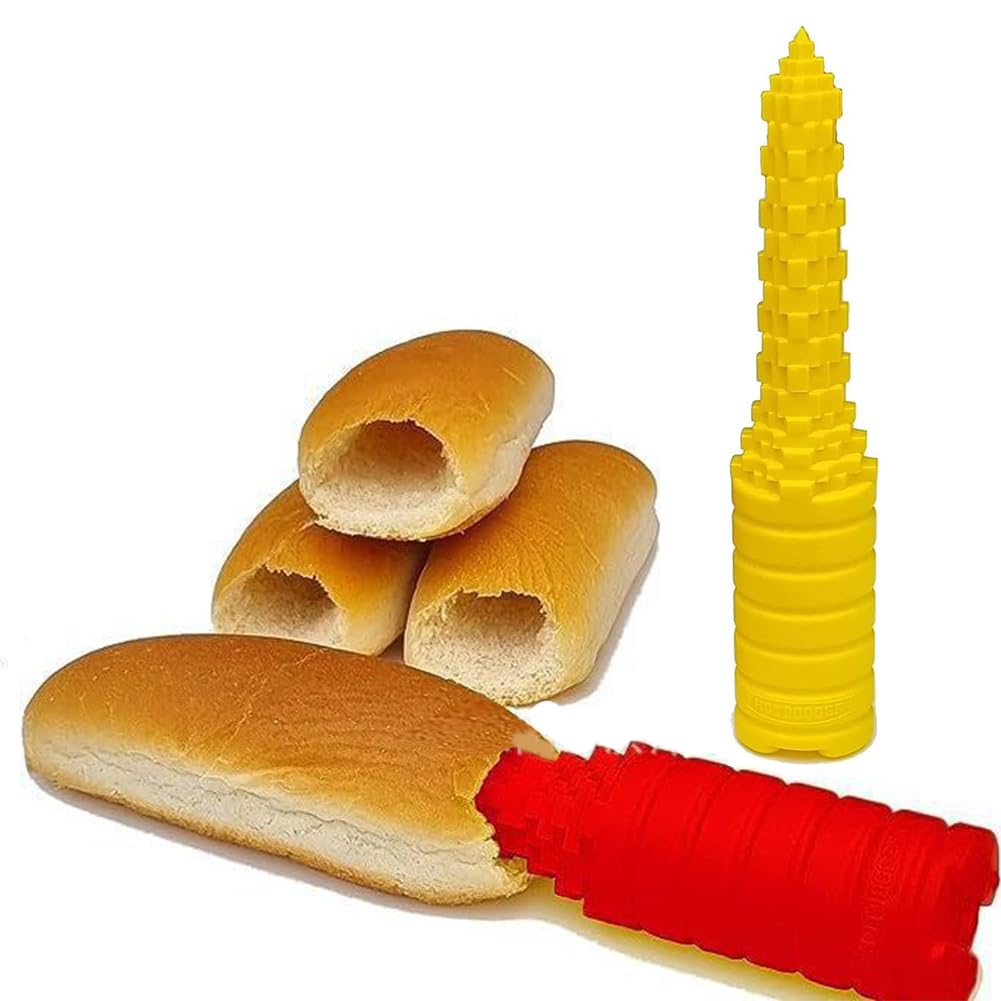2pcs Hotdogger,Taladro De Pan Hot Dog,Perforador De Bollos Para Perritos Calientes,Suministros Para Hornear Para Asar a La Parrilla,Salchichas,Relleno Dsuministros Para Hornear