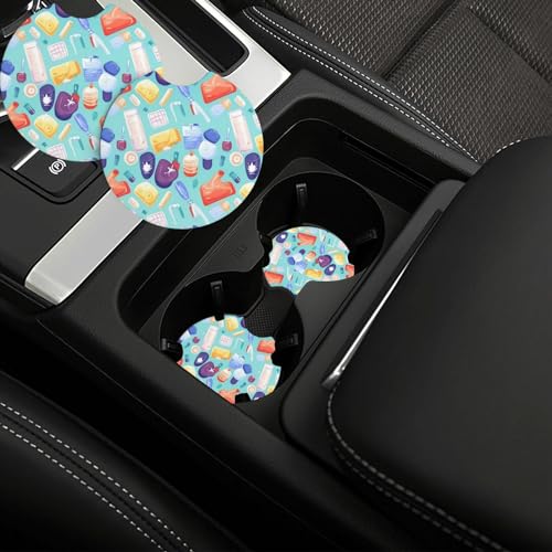 Portavasos para automóvil 2 piezas negro neopreno miniatura 1