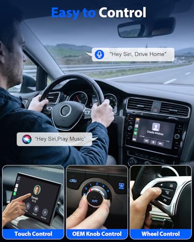 Image of Ultra Mini Circular Wireless CarPlay & Android Auto Adapter, 3-5s Fast Auto Reconnect, Aluminum Alloy Vent Design, 2-in-1 CarPlay Wireless Adapter for iOS & Android with USB A /C Port