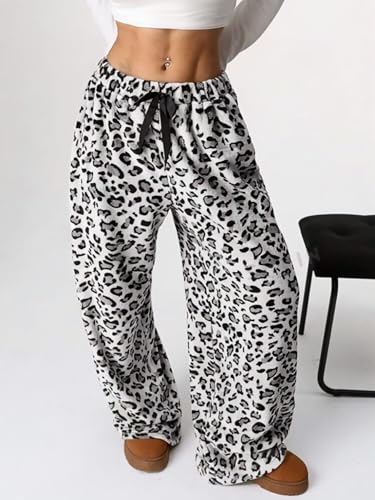 Image of Leopard Pants Women Therian Fuzzy Pajama Pants Y2k Cheetah Pants Grunge High Waisted Fluffy Pants