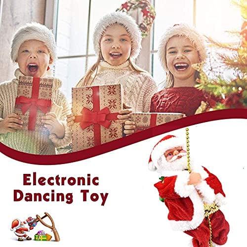 CUIFULI Santa Climbing Ladder Electric Santa Claus Climbing Rope Ladder Decoration Christmas Super Climbing Santa Plush Doll Toy Hanging Ornament Tree Indoor Outdoor Christmas Holiday Home Decor