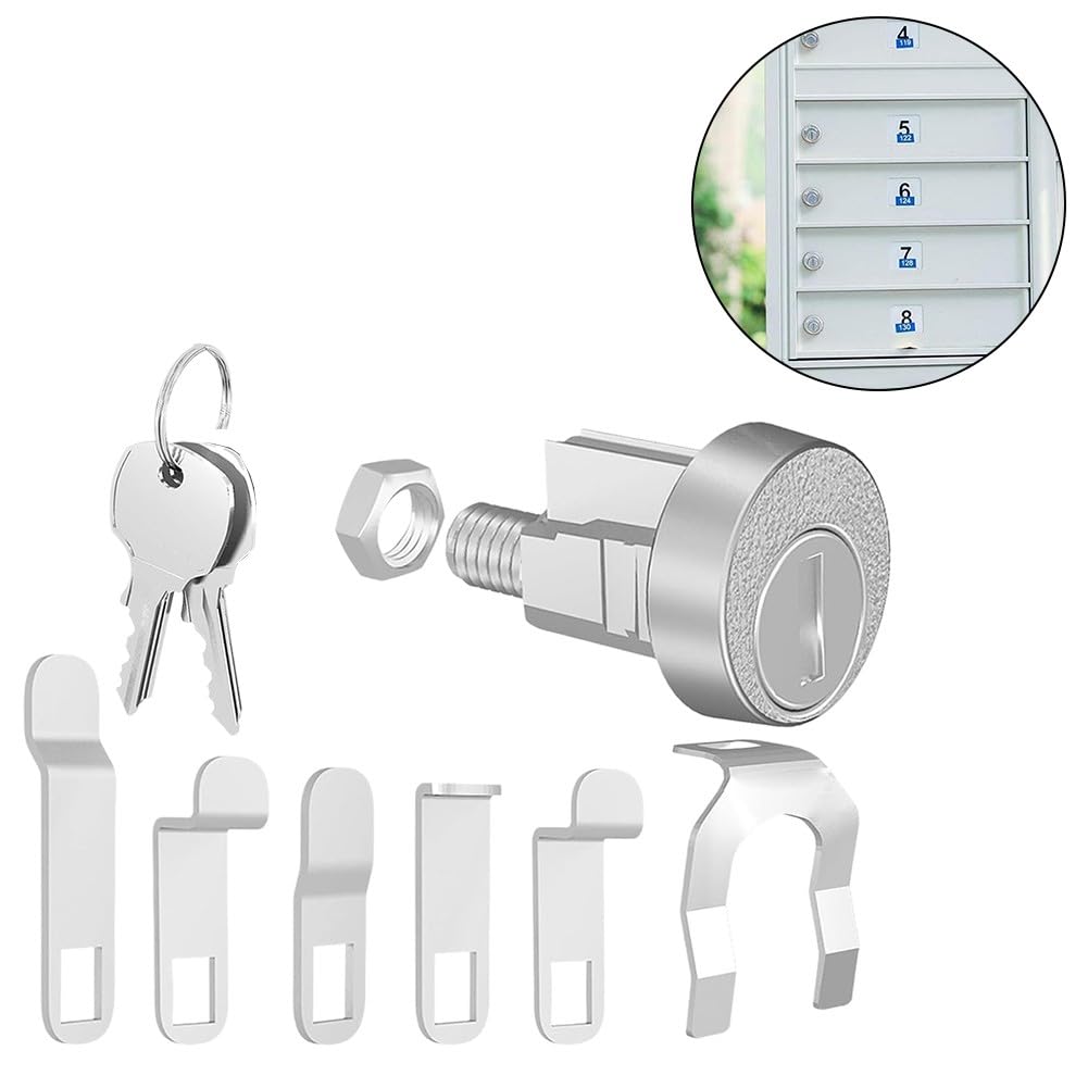 Briefkastenschloss Ersatz-Kit für L-1172C, stabiler Zylinder aus Zinklegierung mit 2 Schlüsseln und Laschen, sicheres Silber-Finish für Kleiderschrank