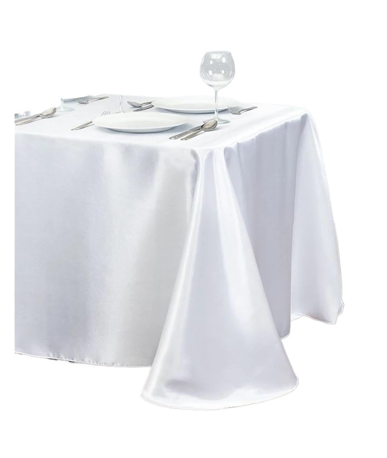 LOPJGGYF White Satin Tablecloths Wedding Rectangular Table Cover Banquet Party Restaurant Washable Home Cloth Decoration for Wedding Banquet Party Events(145x240cm)