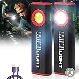 lexall 2 Pack Flashlight, 1600 Lumens Mini Magnetic Flat EDC Flashlight with Clip, 3 Modes Portable Ultra-Light Bright Waterproof Pocket Light for Working, Camping, Repairing, Emergencies