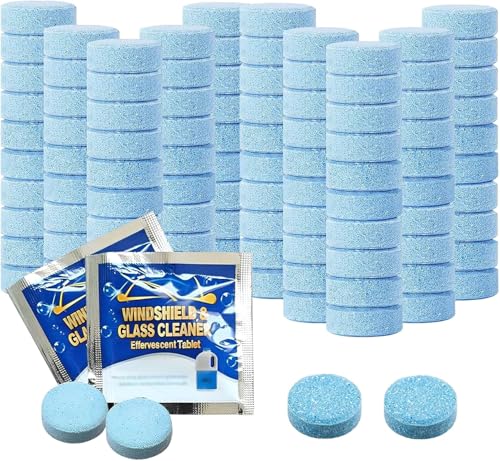 100 Pcs Screenwash Tablets Screen Wash Tablets Screen Wash Tablet for Cars Windshield Glass Kitchen Windows Cleaning Concentrated Solid Fluid Detergent