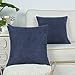 CaliTime Throw Pillow Covers Pack of 2 Comfy Corduroy Corn Striped Waffle Decorative Cushion Cases for Couch Sofa Bed Farmhouse 18 X 18 Inches Navy Blue