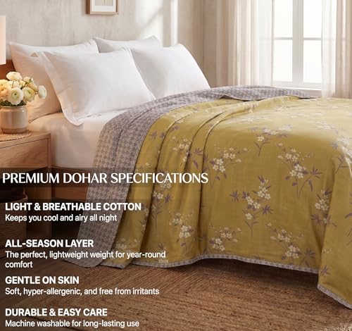 Image of VAS COLLECTIONS Cotton AC Blanket for Single Bed, 147x230 cm | Reversible Lightweight All Season Comforter | Soft Breathable Skin-Friendly Blanket for Bedroom Use (Olive Slate)