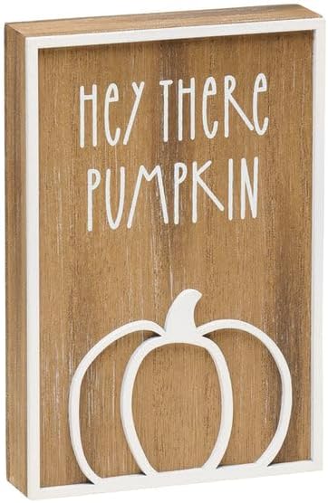 Collins Painting Letrero de madera con texto en inglés "Hey There Pumpkin" - Letreros de madera de otoño para otoño