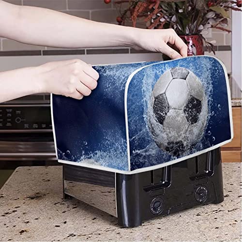 Poceacles Housse pour grille-pain 4 tranches de motif football pour petits appareils électroménagers, sac à grille-pain, housse lavable pour grille-pain, taille M