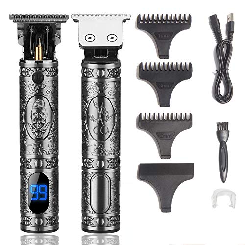 J TOHLO Cortapelos Eléctrico Profesional Cortadora de Pelo Recargable Cortapelos con Pantalla de Visualización Digital LED con 3 Peines Guía para Hombres Cabello Barba