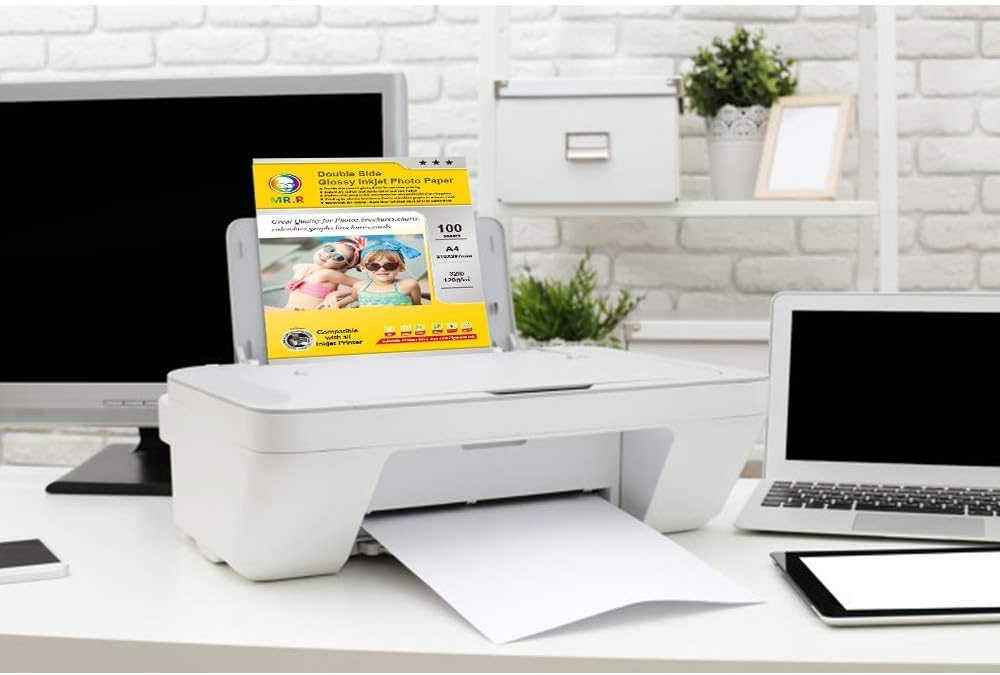 MR.R Double Side Glossy Inkjet Photo Paper 160gsm,A4 210 x 297mm100 Sheets per Pack for All Inkjet Printers 7 51VcJB9gidL. AC SL1000