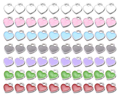 Mscftfb 70 Pieces Mini Heart Star Jewelry Charms Heart Star Shaped Enamel Pendant Dangle Charms For Earring Bracelet Chocker Making Wine Charms Diy Gift Accessories (Heart, Assorted 7 Colors) #TOP13