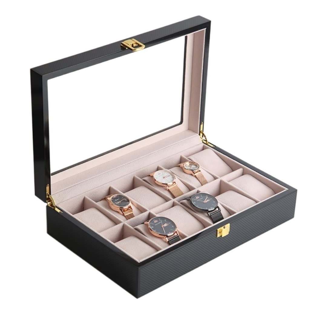 YNIYUJKL Watch Case Wooden Watch Box Jewelry Display Storage Holder Organizer Watch Case Jewelry Dispay Watch Box Watch Box,A-10 Slots,B-12 Slots
