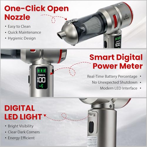 Image of Autofy Storm 3 V2.0 [4-in-1] Powerful & Fully Wireless Car Vacuum Cleaner Air Blower - 18000PA 3.5X More Suction Power - BLDC Long Life Motor - 3 Suction Speeds - 25 mins Runtime (24 Months Warranty)