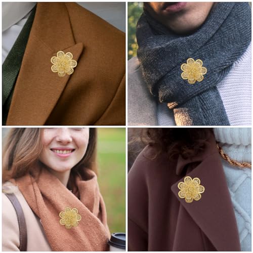 image for HAWSON 18K Gold Tone lapel Pins Brooch for Men Suit, Metal Flower Broo