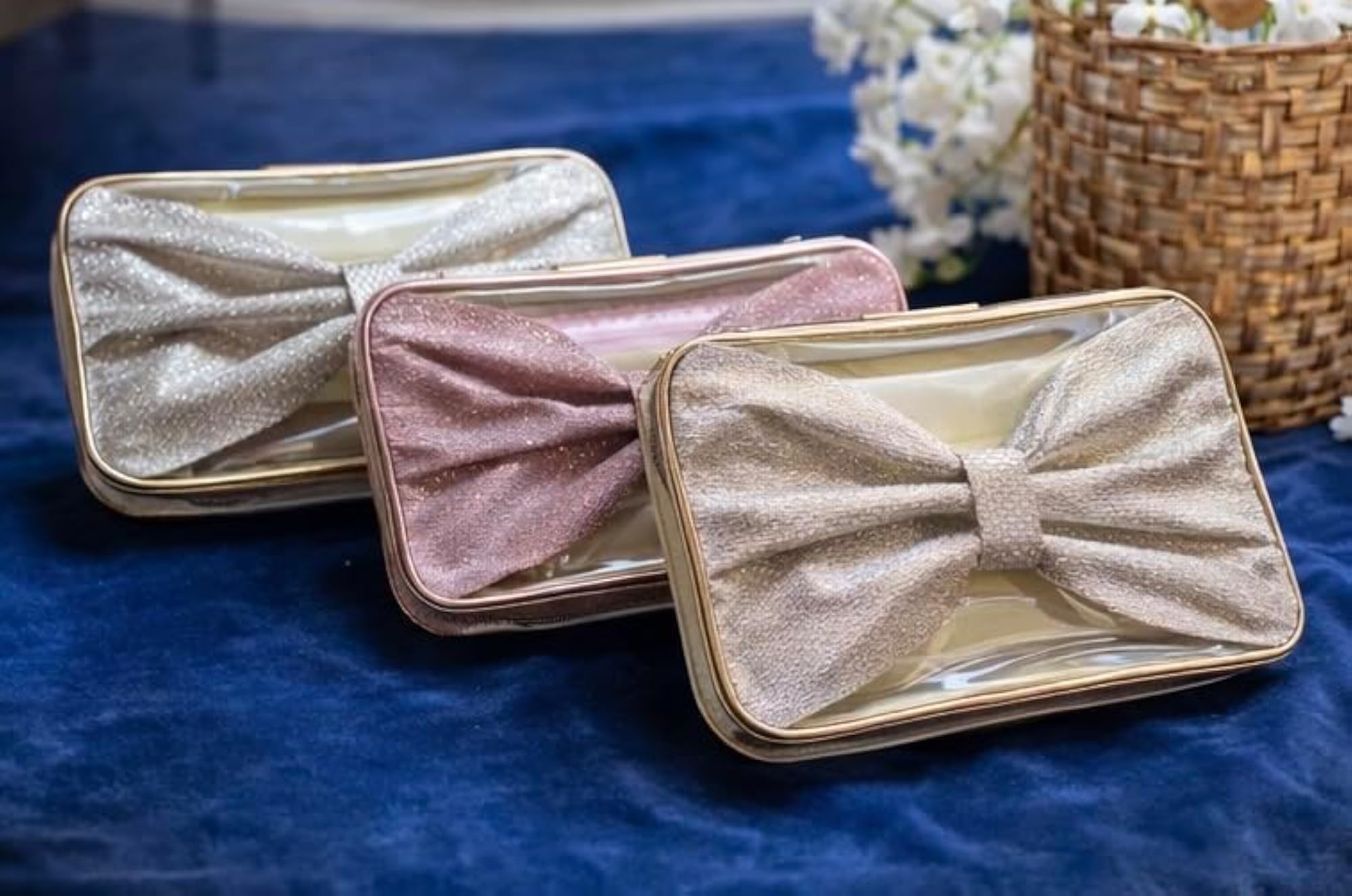 Women Glitter Bow Makeup Pouch, Cosmetic Storage Bag