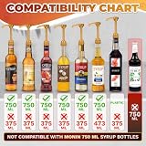 4 Pcs Coffee Syrup Dispenser Pump, Compatible with Torani & Skinny | Compatible with Davinci & Jordans; 25.4 Oz (750ml) Glass Bottles; Dispenses 0.3 Oz; Coffee & Dirty Soda Bar Accessoriess