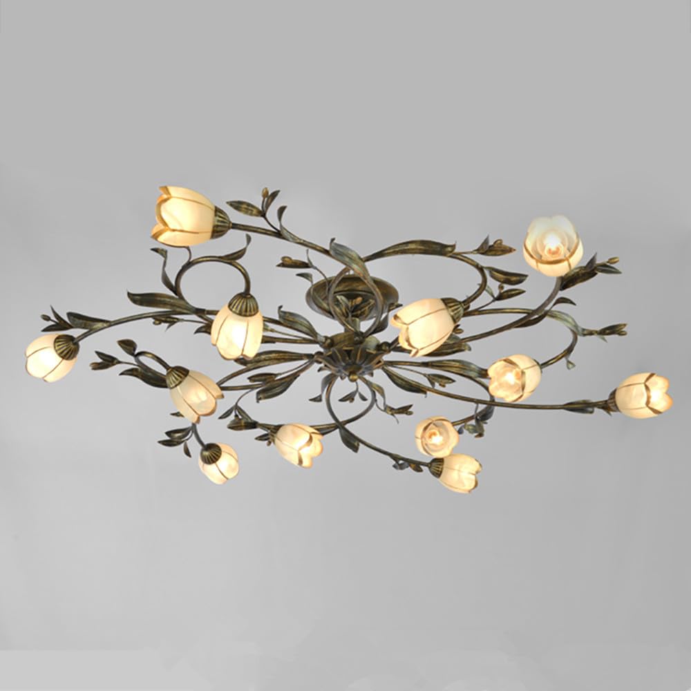 Abinlina Elegant French Pastoral Chandelier Pendant Lamp - 8 Light LED Fixture for Living Room, Dining Room, Bedroom, Villa Home Decoration(A 12 Lights)