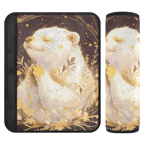 EtherSpher Praying European Otter Gold Belt Strap Covers, More Comfort Driving, carseat Belt Cover for Bag SUV Bag Protector para cinturón de carro 2 pcs