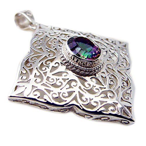 Collier Mystic Quartz pour femmes en argent sterling rond vintage