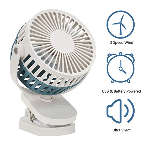 CUSFLYX Ventiladores de Mesa Ventiladores de Mesa USB Ventilador de Escritorio Ventilador de Enfriamiento Potente y Silencioso para el Automóvil de la Oficina en Casa Viajar al Aire Libre (Azul)
