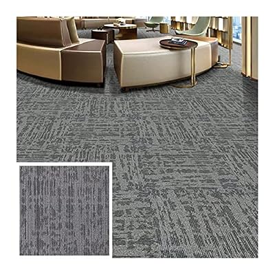 XLIHAWY Carpet Floor Tiles, Seamless Appearance Cuttable Carpet Tiles, 60cm DIY Flooring Carpet Mat with PVC Bottom for Residential Commercial Hotel (Color : Grey, Size : 32pcs)