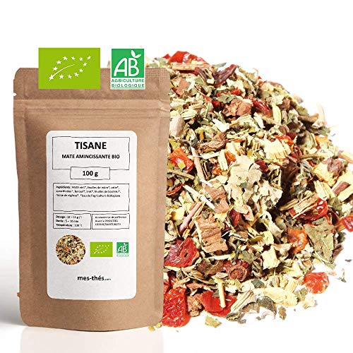 Tisane Bio - Maté Vert - tisane minceur & puissant detox - Yerba maté, fenouil, ortie - 100g - 40 Tasses - 100% Bio - Mes-Thés