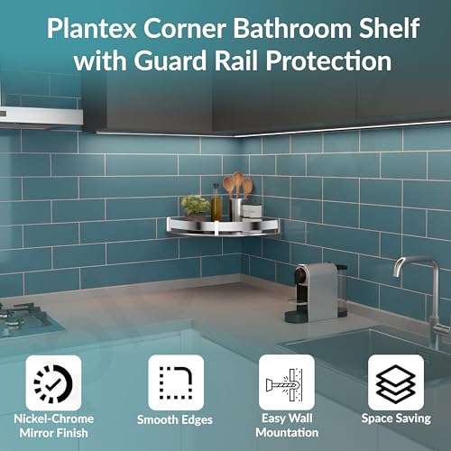 Image of Plantex Stainless Steel Corner Shelf for Bathroom Wall /Bathroom Corner Shelves /Bathroom Shelf Rack /Side Corner Shelf /Kitchen Organizer /Bathroom Corner Rack- (9x9 inches, Chrome)