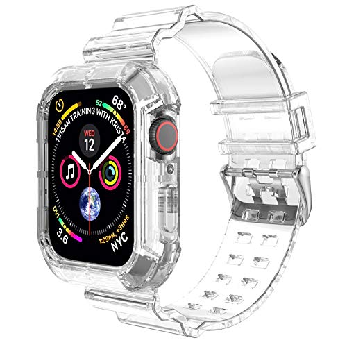 Clear Watch Band for Apple Watch 38mm 40mm,Transparent Clear Soft Silicone Sports iWatch Band Strap for Apple Watch Series 6/5/4/SE(Clear 40mm)