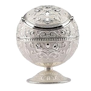 Kepfire Vintage metaal met deksel Globe asbak Europees Hotel Woonkamer Kantoor Hotel Kunstwerk Winddoorlatende Asbak Creatieve Deco – Zilveren Rand Rose