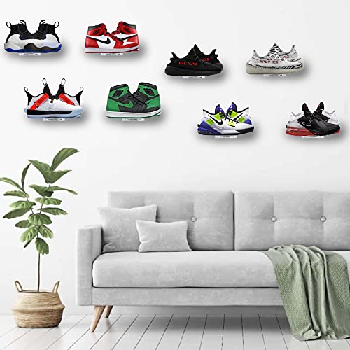Prolee 8 Sets Floating Shoe Shelves For Wall, Clear Acrylic Shoe Display For Sneakers Extra Thick With Screws And Anchors #TOP4