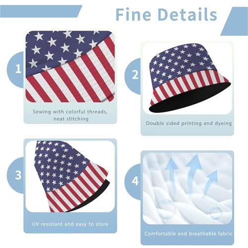 Image of Cool Bucket Hat Beach Sun Hat Beach Fishing Hat for Men Women Teens, Reversible Double-Side-Wear