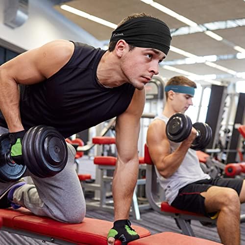 Headbands Men - Wide Head Sweatband for Sports, Fitness, Jogging, Running, Cycling, Hiking, Crossfit and Yoga