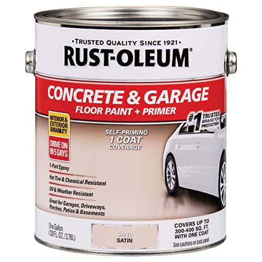 Rust-Oleum 347121 Concrete & Garage Floor Paint + Pimer Satin Sand gal