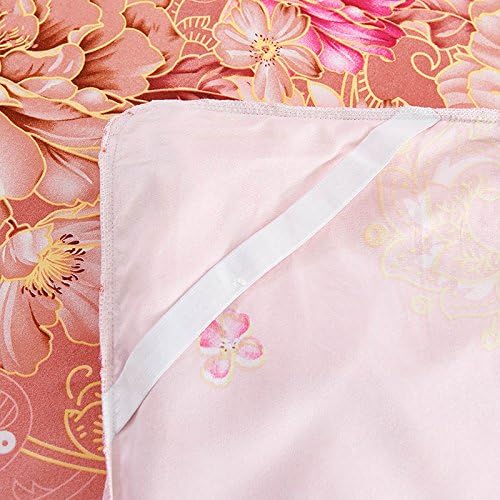 Miniatura 5 de Zhiyuan Falda de cama de 2 capas con volantes de microfibra cepillada con 2 fundas de almohada, tamaño King, rosa