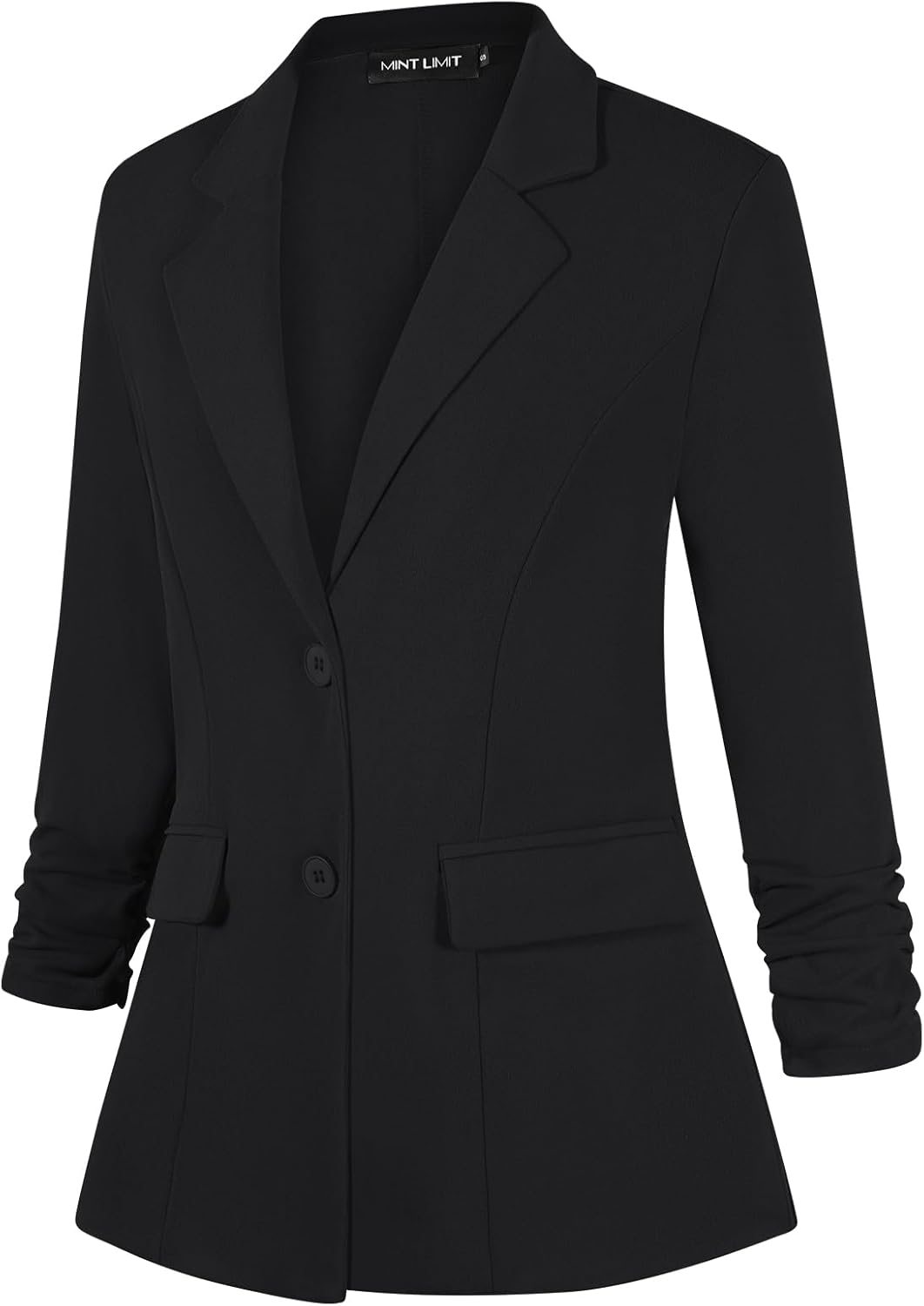 MINTLIMIT Womens 3/4 Sleeve Blazers Lapel Button Blazer Casual Work Office Suit Jackets with Pockets and Padded Shoulder - Image 2