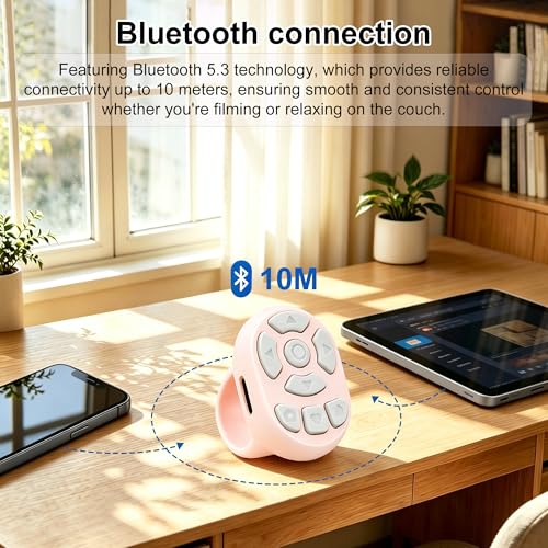 Ratón con anillo Bluetooth rosa, mini control remoto para móvil y tableta 2