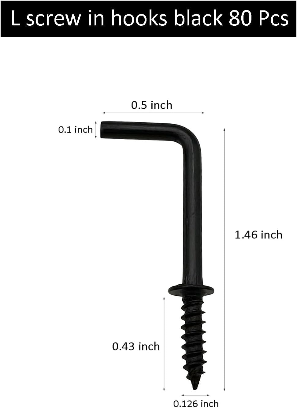 80 Pcs Black 1 Inch Screw L Shape Hooks 7 Shape Right Angle Medal Hook image 2