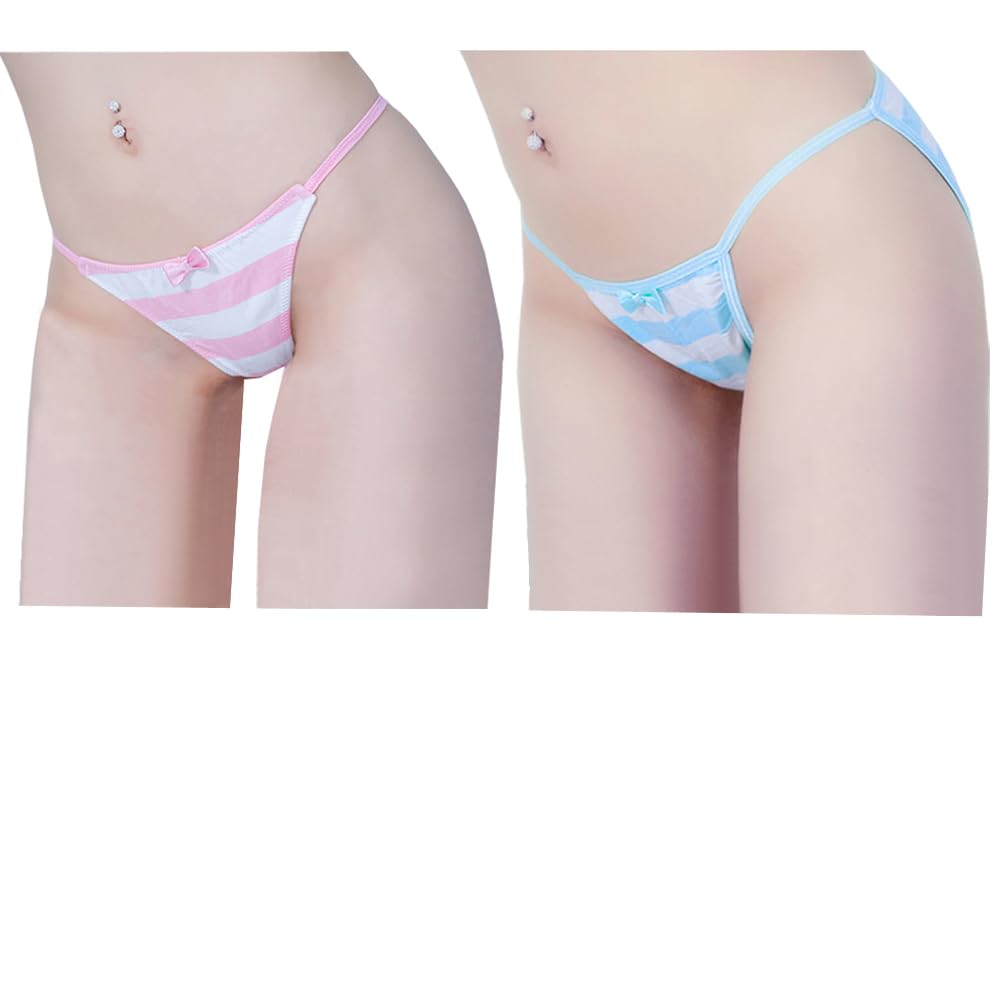 Striped Cotton Pouch Panties Underwear for Women Men Pack of 2
