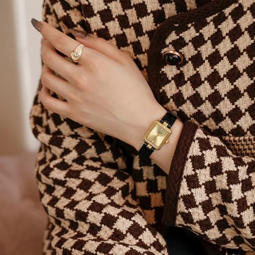 Montre rectangulaire femme noir et marron cadeau idéal - 5