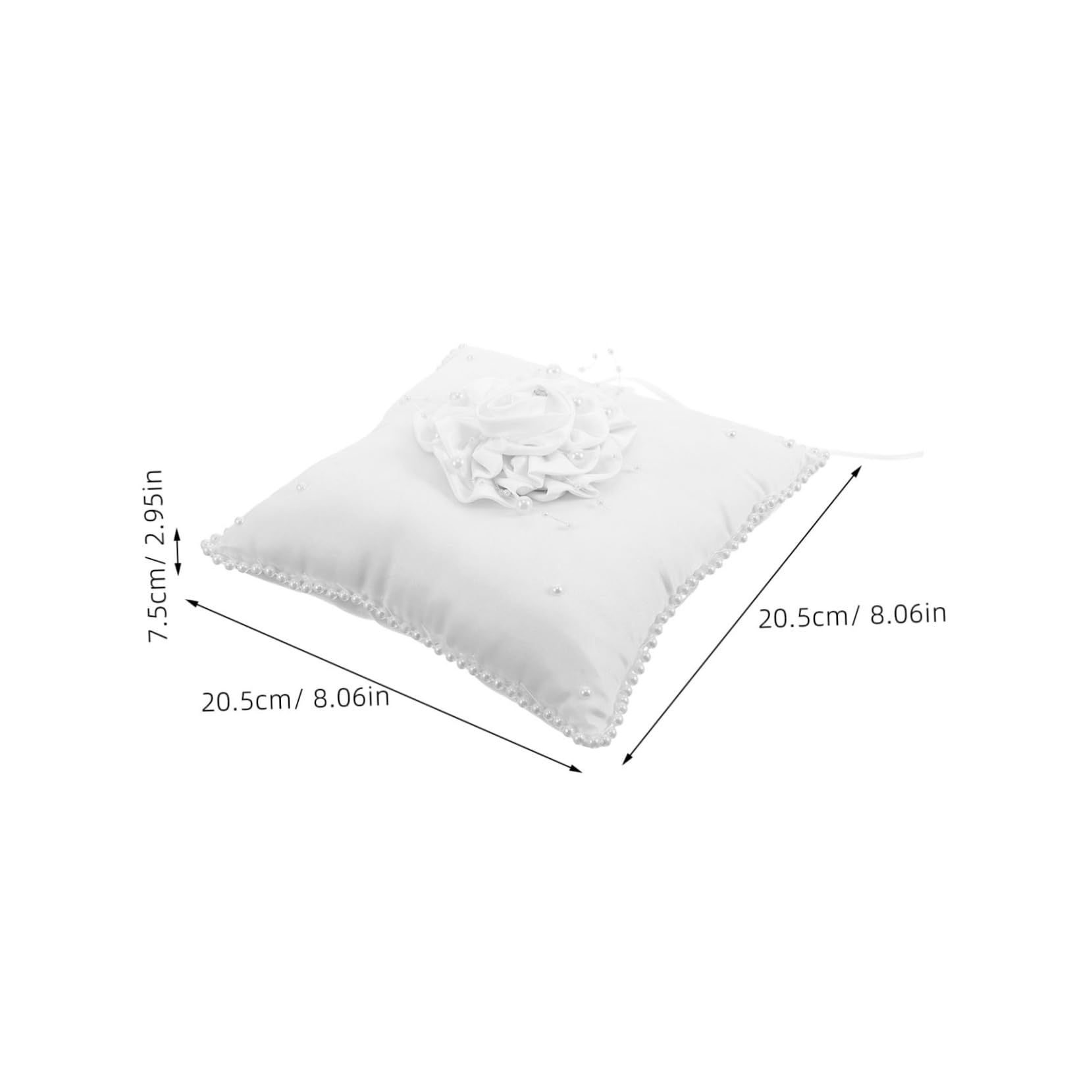 FOMIYES Elegant Wedding Ring Pillow White Square Bridal Ring Cushion Secure Holder for Ceremonies Beach Wedding Supplies