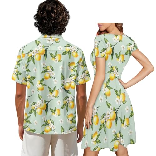 Image of AFPANQZ Couple Matching Outfit Casual Men's Button Down Shirt or Short Sleeve Summer Sundresses Dresses for Women 2026