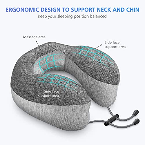 Comfier Travel Neck Pillow, Memory Foam Travel Pillow Massager, Cordless Shiatsu Neck Massage Pillow With Heat, U-Shape Head Support Cervical Pillow For Sleeping, Airplane Car, Travel, Office, Gifts #TOP2