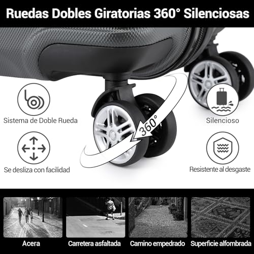 Miniatura 5 de Kono Maletas De Viaje Grandes Rígida Abs 74cm Maleta Grande Equipaje De Mano Con 4 Ruedas Y Cerradura De Combinación Tsa 74x48x30cm L, Gris